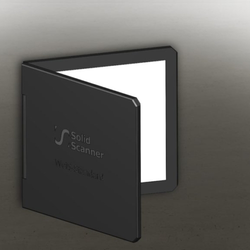 a black square object with a white light