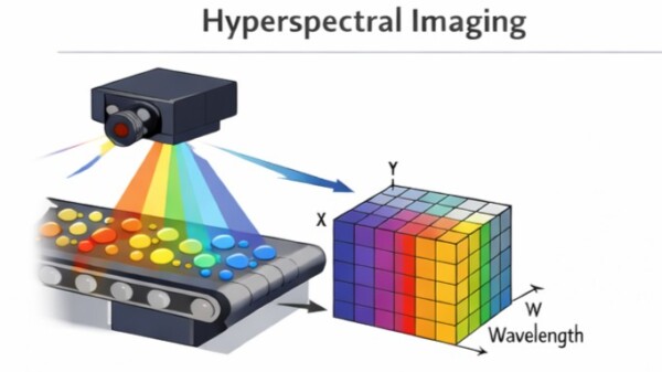 Wavelength Ranges 4 Diagram illustrating hyperspectral imaging where a camera collects spectral information for each pixel to produce a three-dimensional spectral data cube.